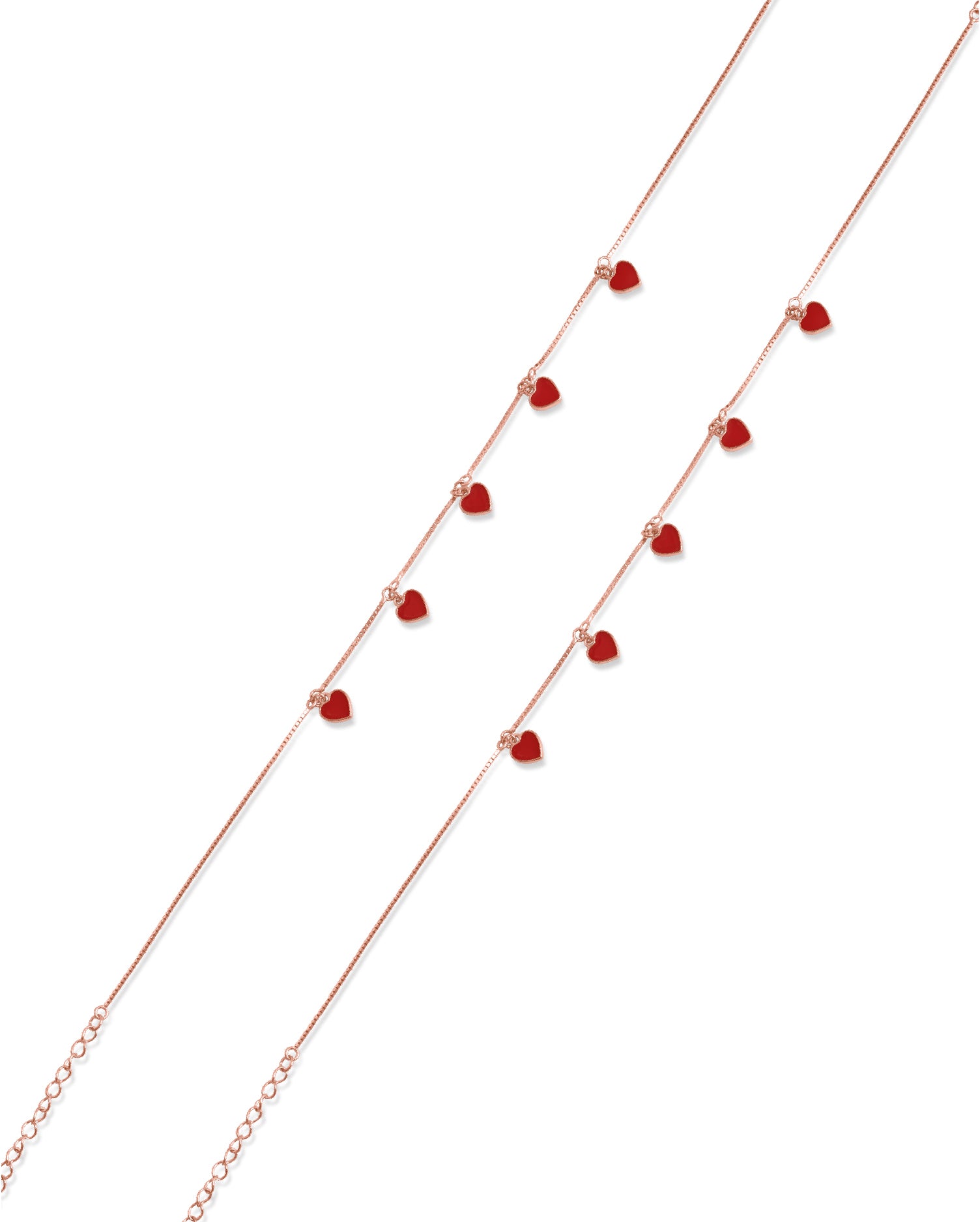 Hues of Heart Rose Gold Anklets