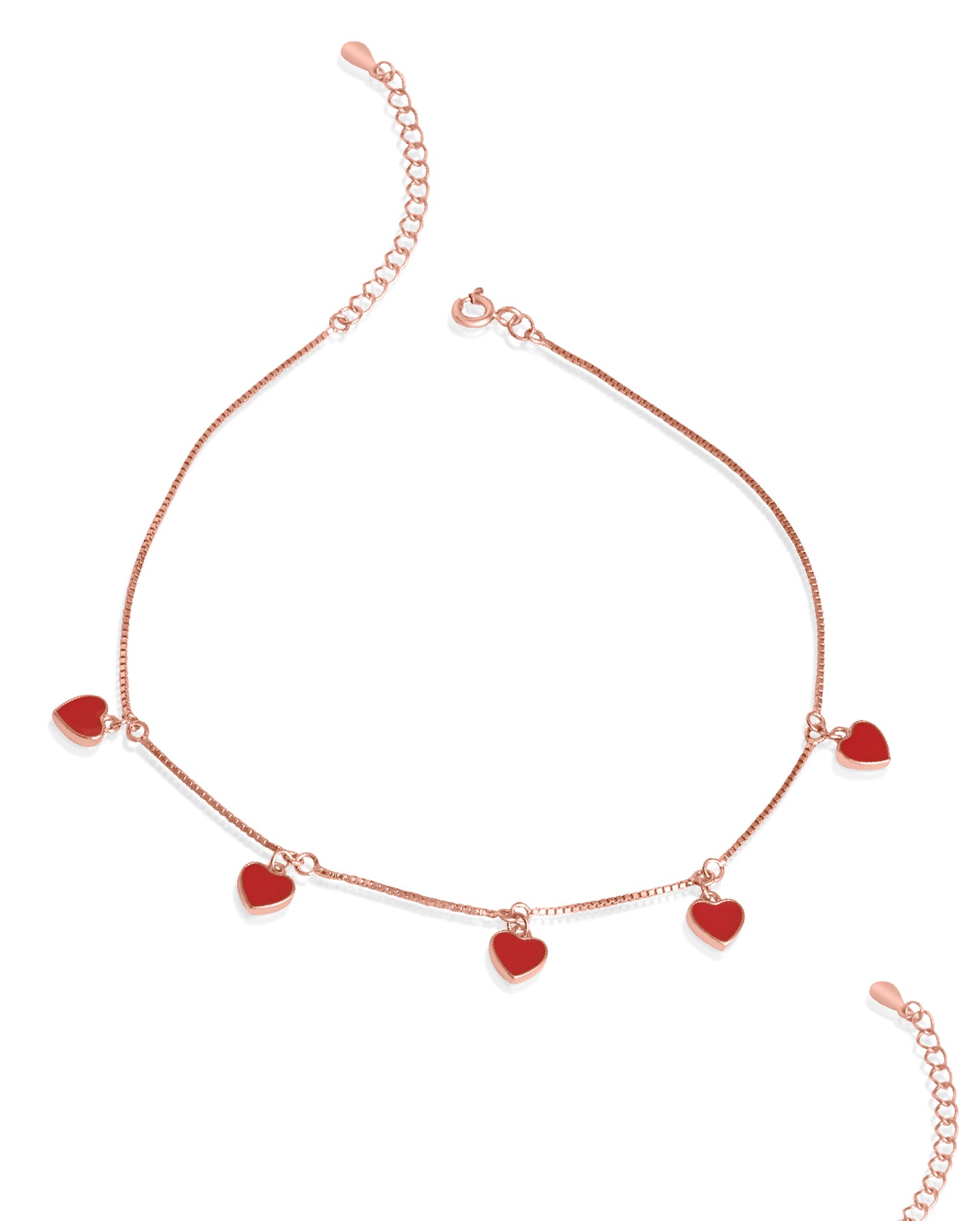 Hues of Heart Rose Gold Anklets