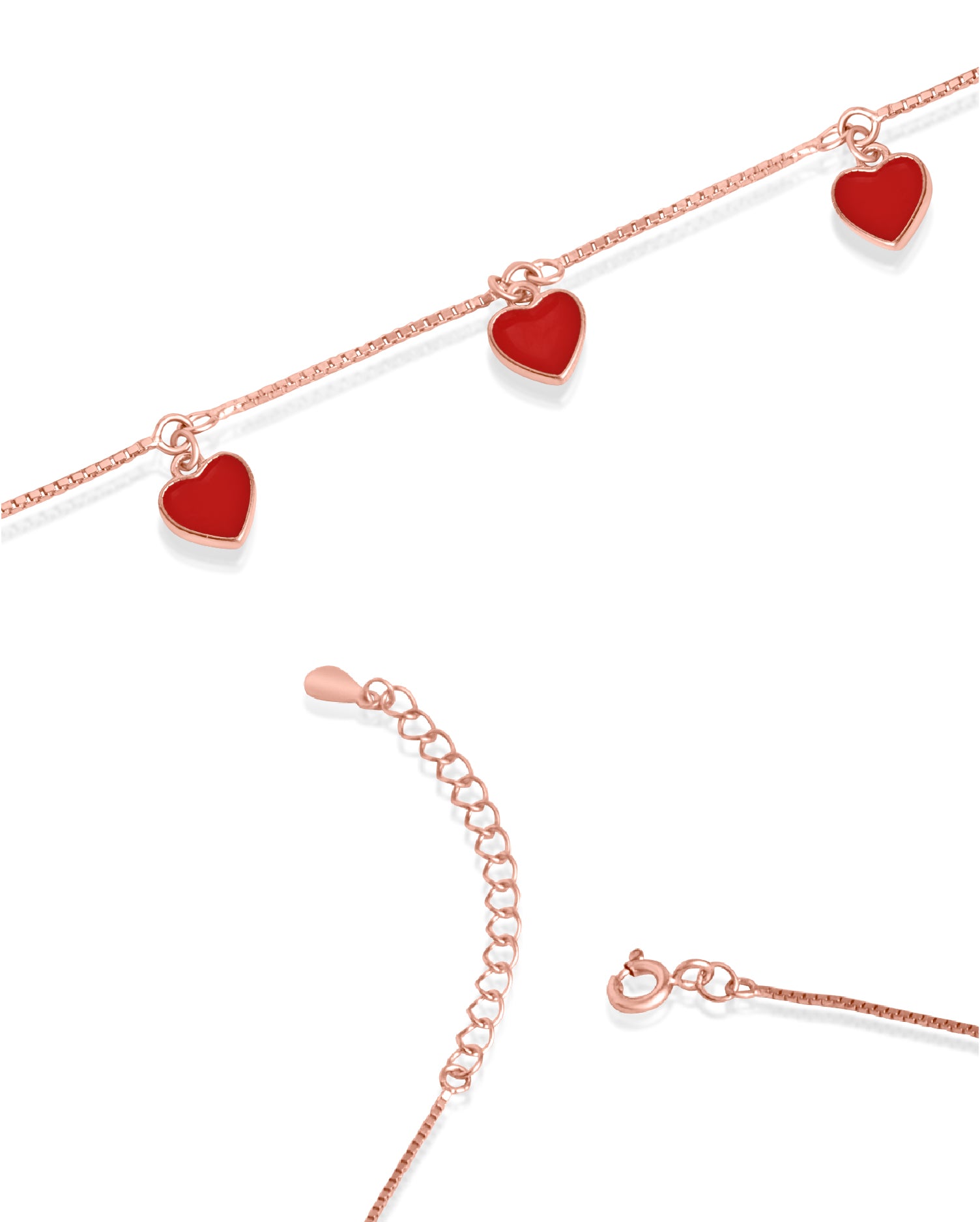 Hues of Heart Rose Gold Anklets