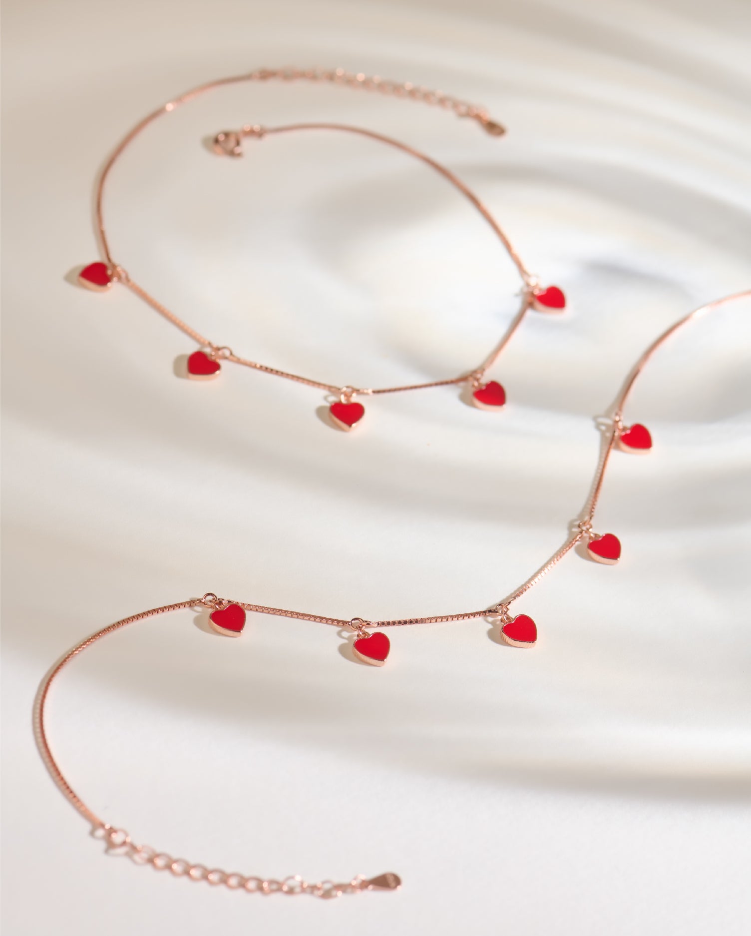 Hues of Heart Rose Gold Anklets