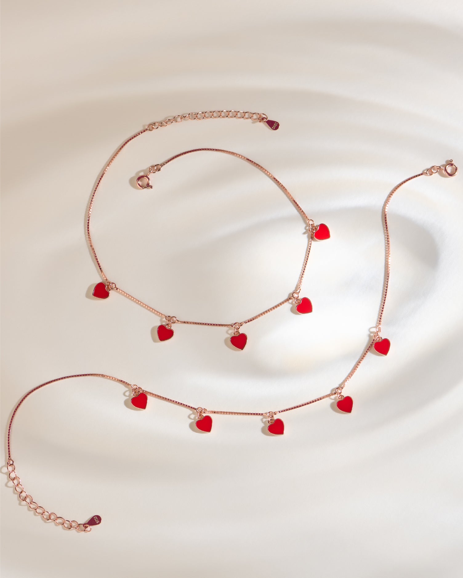 Hues of Heart Rose Gold Anklets