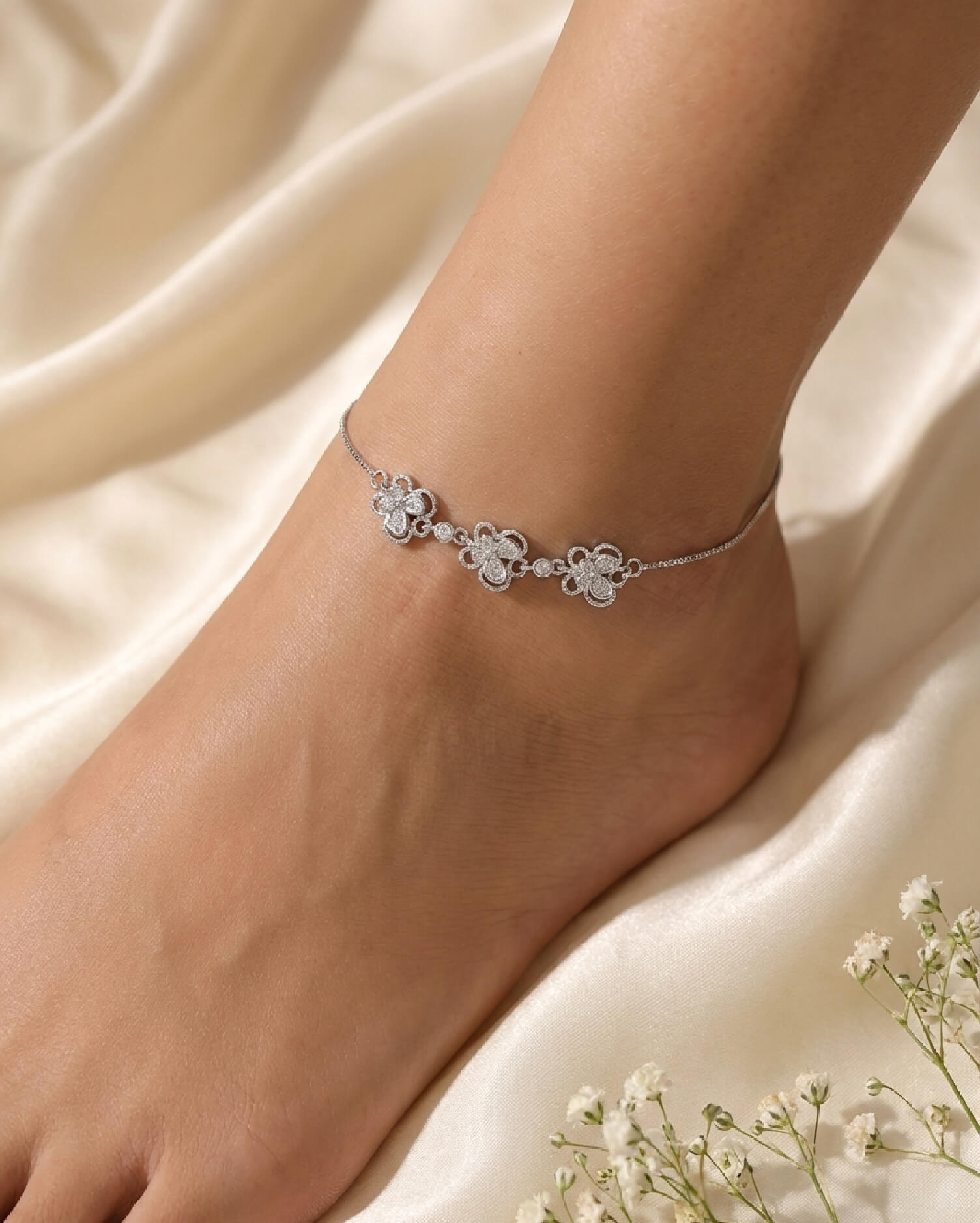 Aureline Silver Anklets