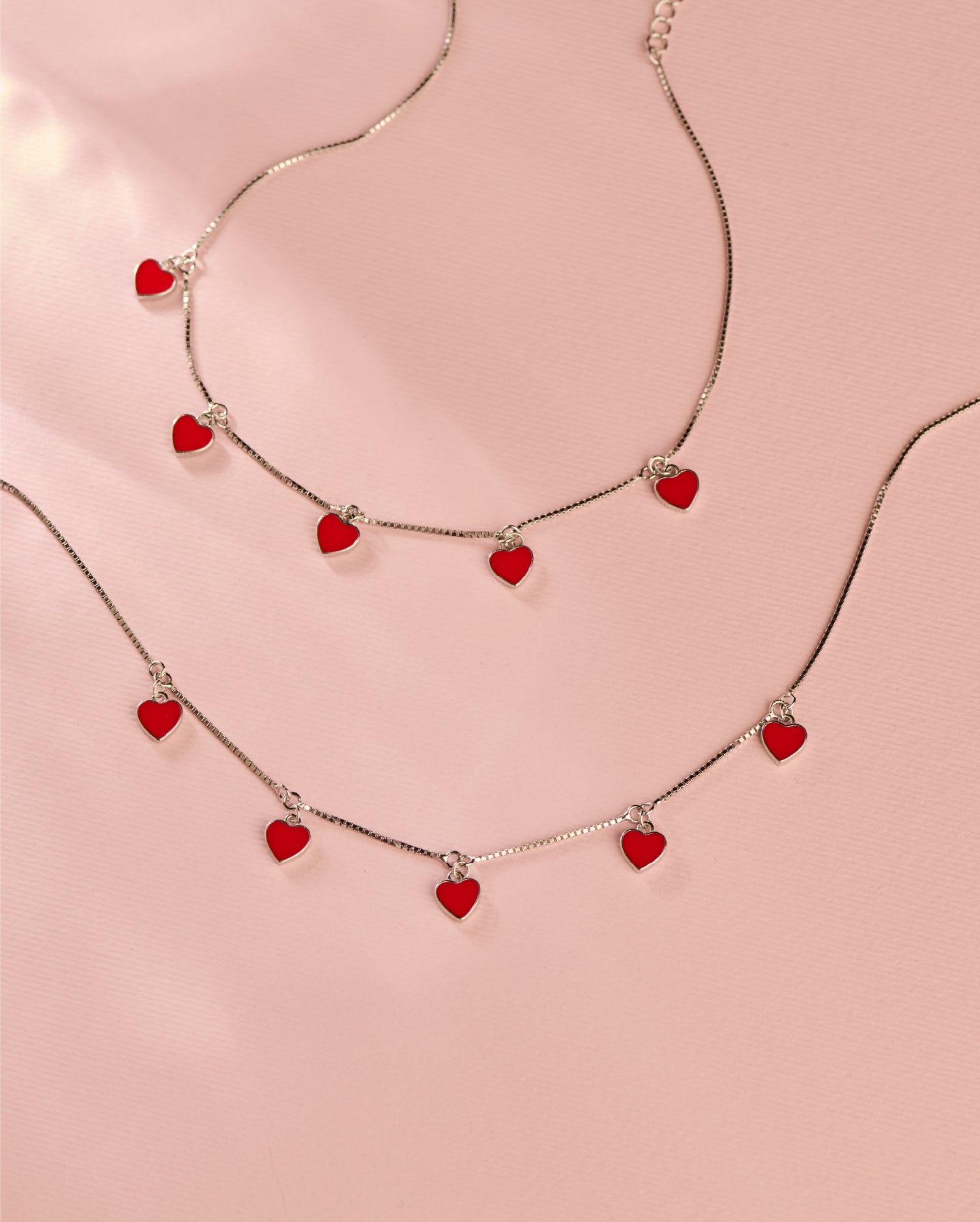 Hues of Heart Silver Anklets