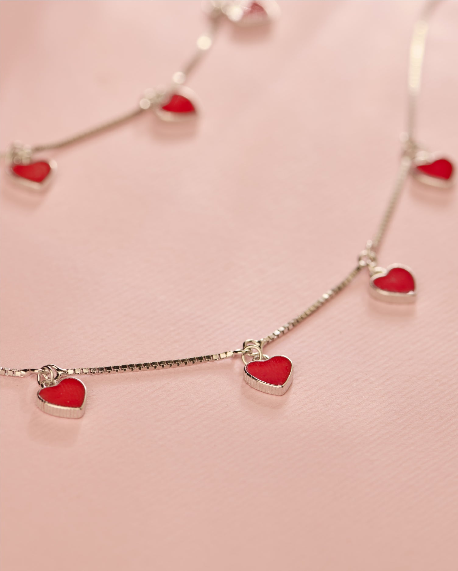 Hues of Heart Silver Anklets