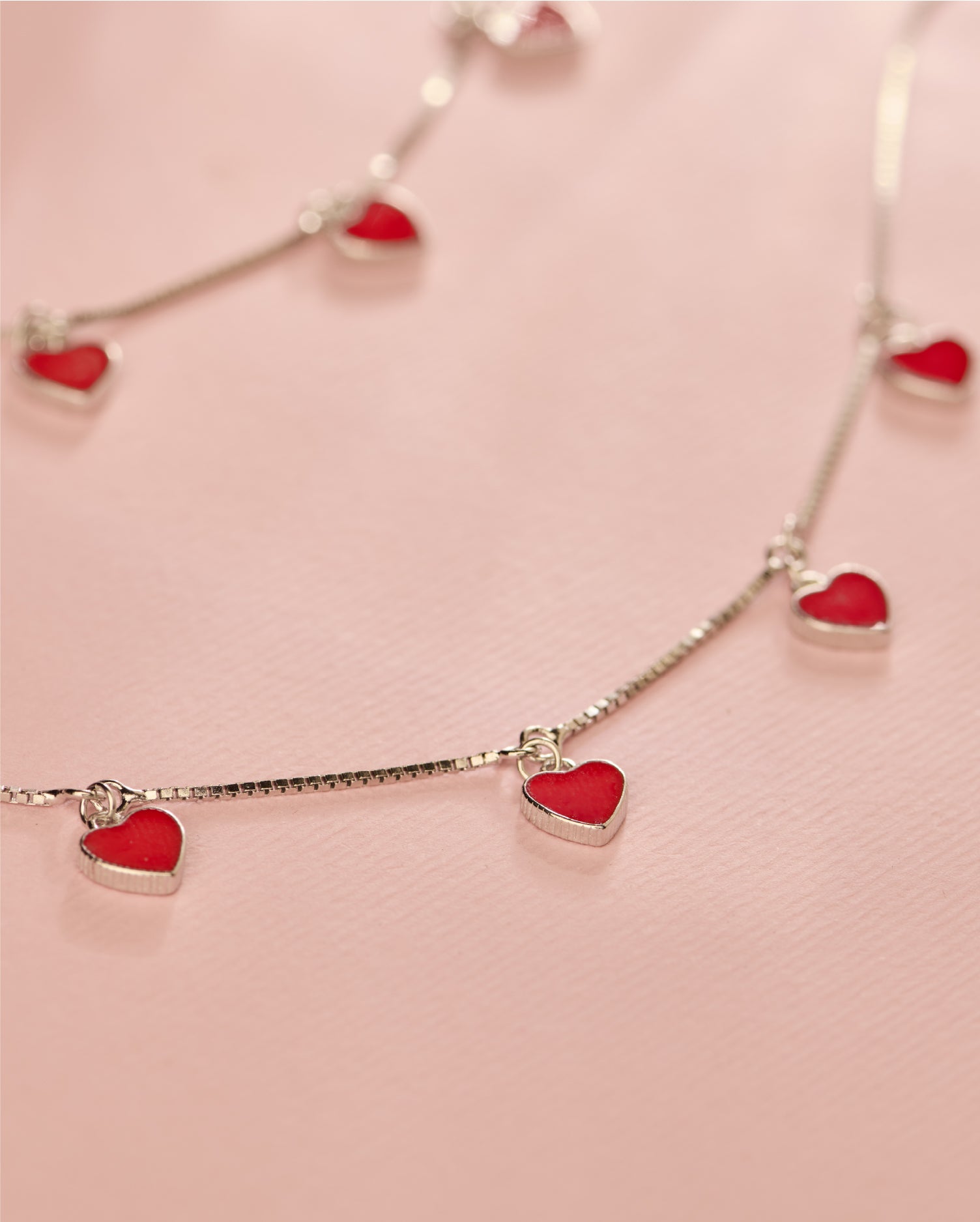 Hues of Heart Silver Anklets