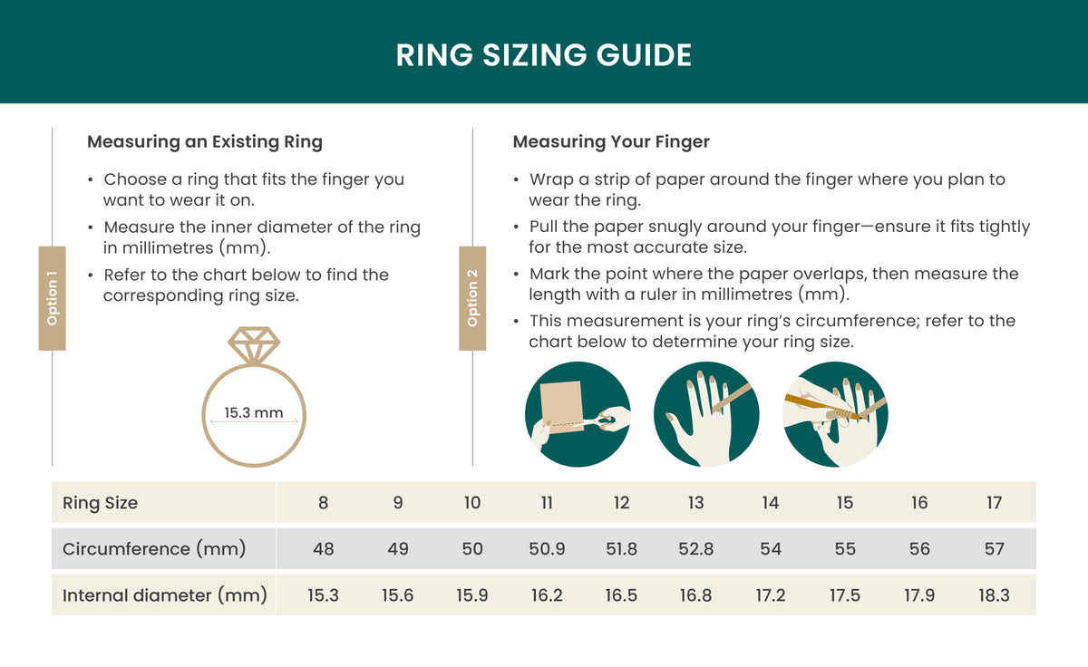 Size chart for The StarWing Silver Ring